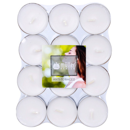 Lumanare parfumata tip pastila, timp ardere 4 ore, aroma antitabac, set 24 bucati