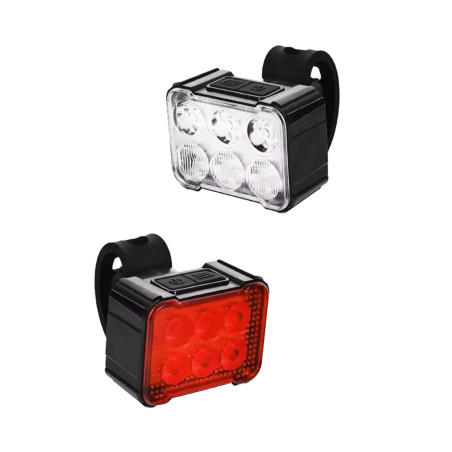 Lumini bicicleta, Roll Fast 31310R, far fata + stop spate, cu LED, 180 + 25 lumeni, baterie 800 mAh, cu incarcare USB, set