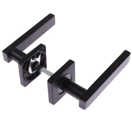 Maner cu rozeta patrata pentru usa lemn, Bali Gato BB(K) RS55, zamac, negru, 130 x 55 mm