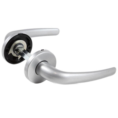 Maner cu rozeta rotunda pentru usa interior, Arad 701-153/M159, aluminiu, argintiu, 110 x 50 mm