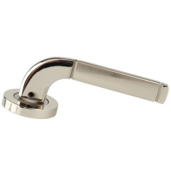 Maner cu rozeta rotunda pentru usa interior, Baston, aluminiu, argintiu, 130 x 55 mm