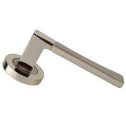 Maner cu rozeta rotunda pentru usa interior, Hisar, aluminiu, argintiu, 130 x 55 mm