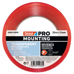 Banda adeziva pentru montaj, tesa PRO Mounting, transparent, interior / exterior, 25 m x 12 mm