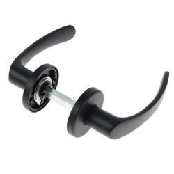 Maner cu rozeta rotunda pentru usa interior, Sydney Gato BB K RR50, zamac, negru, 125 x 50 mm