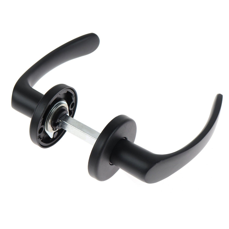 Maner cu rozeta rotunda pentru usa interior, Sydney Gato BB K RR50, zamac, negru, 125 x 50 mm Maner cu rozeta rotunda pentru usa interior, Sydney Gato BB K RR50, zamac, negru, 125 x 50 mm