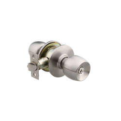 Maner cu rozeta rotunda pentru usa intrare, Knobset, tip buton, inox, nichel satin, 60 mm