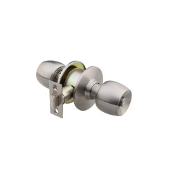Maner cu rozeta rotunda pentru usa intrare, Knobset, tip buton, inox, nichel satin, 60 mm