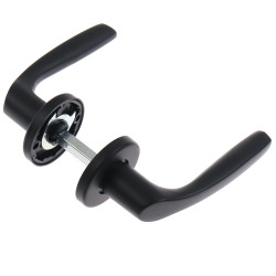 Maner cu rozeta rotunda pentru usa lemn, Clara Gato BB(K) RR50, aluminiu, negru, 130 x 50 mm