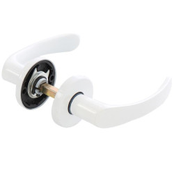 Maner cu rozeta rotunda pentru usa lemn, Sydney Gato BB(K) RR50, zamac, vopsit alb, 110 x 50 mm