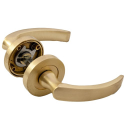 Maner cu rozeta rotunda pentru usa metalica, Jazz Baston Ozen, alama, auriu, 130 x 50 mm