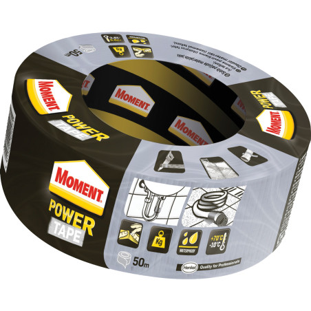 Banda adeziva pentru reparatii, Moment Power Tape, polietilena + panza, argintiu, 48 mm x 50 m