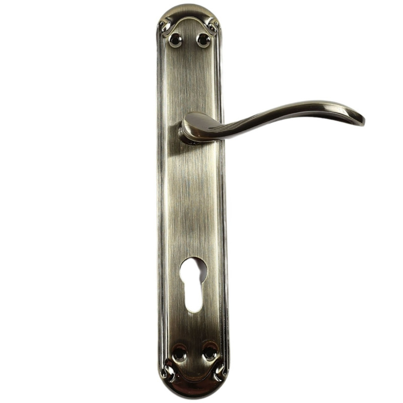 Maner usa interior, cu sild, Gato Petra, pentru cilindru, zamac, bronz antic, 90 mm