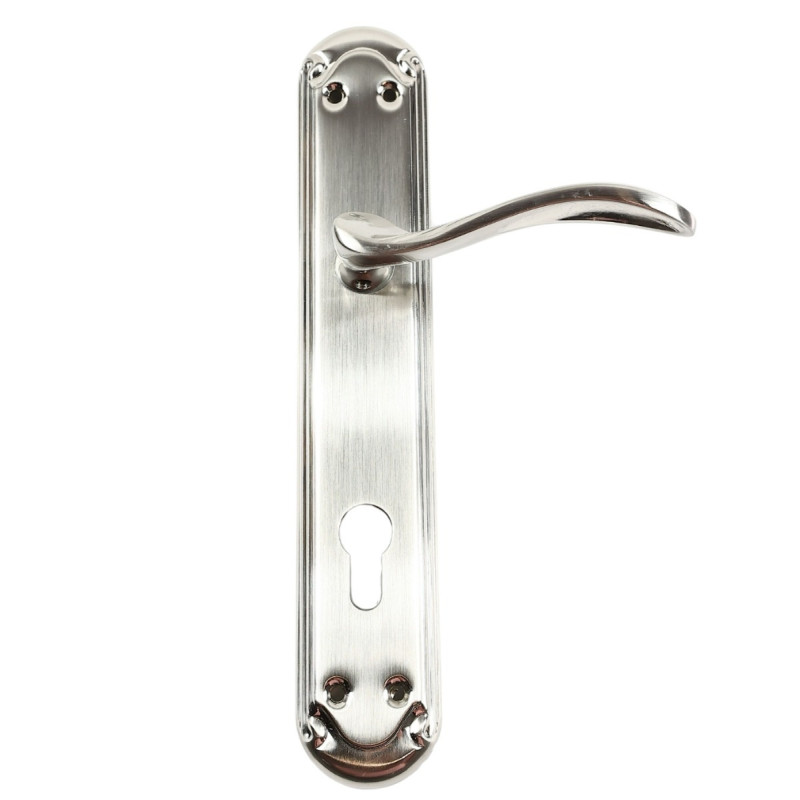 Maner usa interior, cu sild, Gato Petra, pentru cilindru, zamac, satin nichel, 90 mm