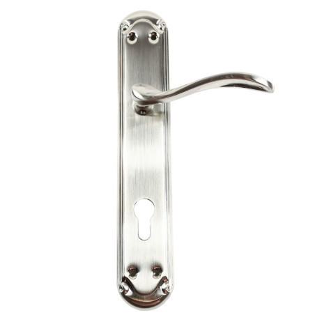 Maner usa interior, cu sild, Gato Petra, pentru cilindru, zamac, satin nichel, 90 mm