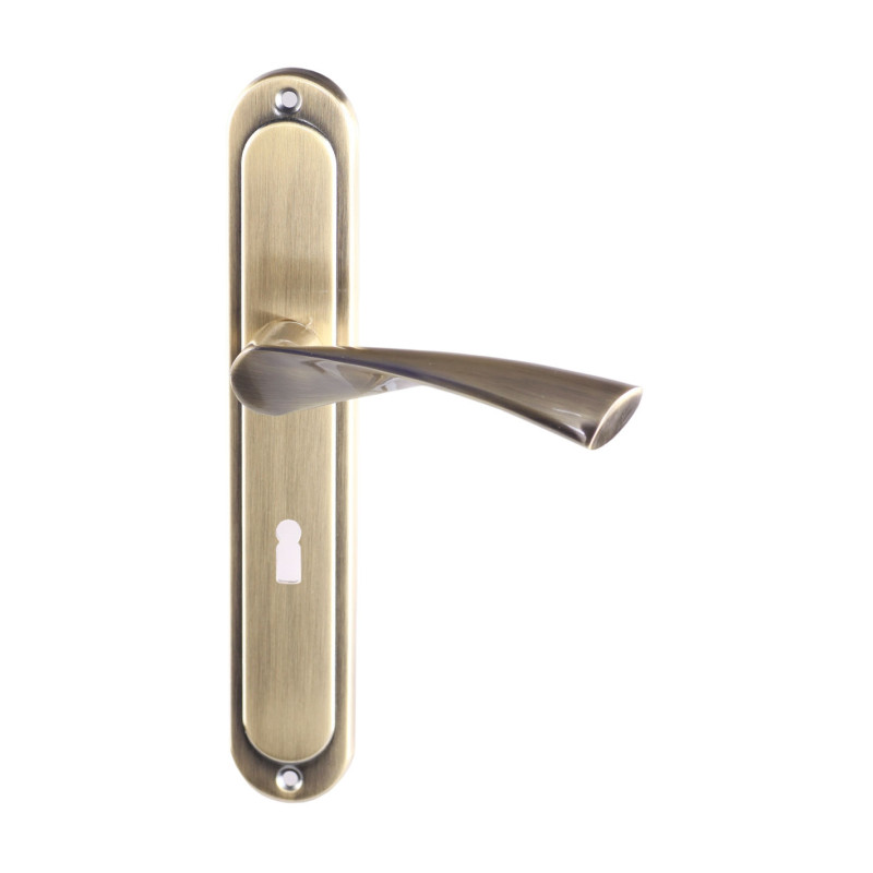 Maner usa interior, cu sild, Gato Roma, pentru cheie, metal, bronz antic, 90 mm Maner usa interior, cu sild, Gato Roma, pentru cheie, metal, bronz antic, 90 mm