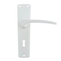 Maner usa interior, cu sild, Urbis, pentru cheie, metal, alb, 54 mm
