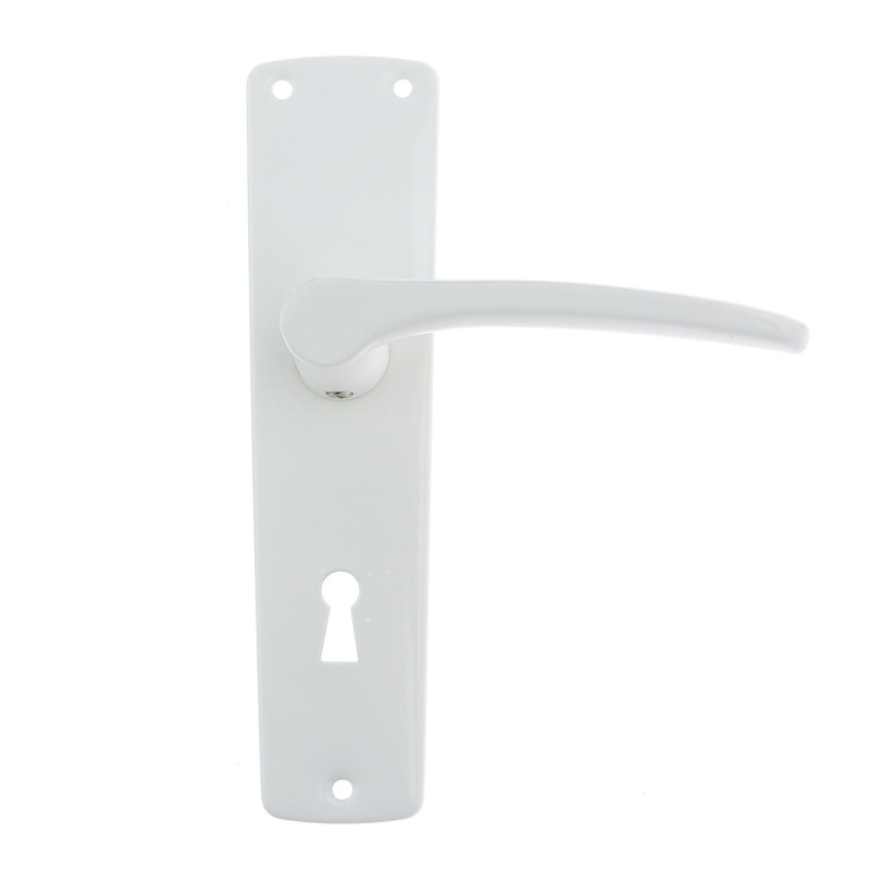 Maner usa interior, cu sild, Urbis, pentru cheie, metal, alb, 54 mm Maner usa interior, cu sild, Urbis, pentru cheie, metal, alb, 54 mm