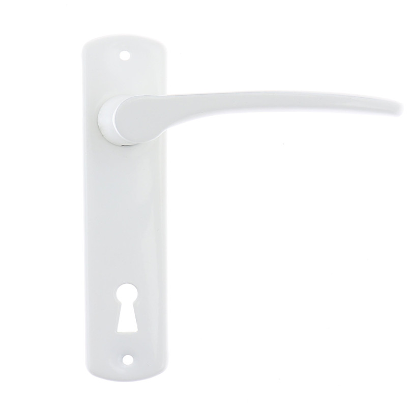 Maner usa interior, cu sild, Urbis, pentru cheie, metal, alb, 72 mm Maner usa interior, cu sild, Urbis, pentru cheie, metal, alb, 72 mm