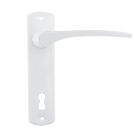Maner usa interior, cu sild, Urbis, pentru cheie, metal, alb, 72 mm