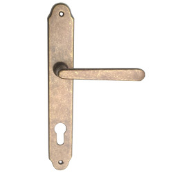 Maner usa intrare, cu sild, Verofer Wien, pentru cilindru, alama, bronzat antic, 90 mm
