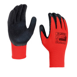 Manusi de protectie Procera X-LATOS, latex + poliester, negru + rosu, marimea 10