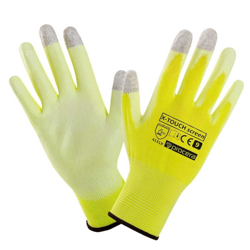 Manusi de protectie Procera X-Touch Screen, poliester, galben, marimea 10
