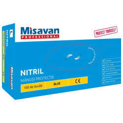 Manusi de protectie unica folosinta Misavan, nitril, albastru, marimea L, set 100 buc