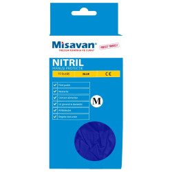 Manusi de protectie unica folosinta Misavan, nitril, albastru, marimea M, set 10 buc