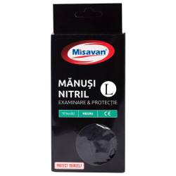 Manusi de protectie unica folosinta Misavan, nitril, negru, marimea L, set 10 buc