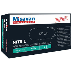 Manusi de protectie unica folosinta Misavan, nitril, negru, marimea L, set 100 buc