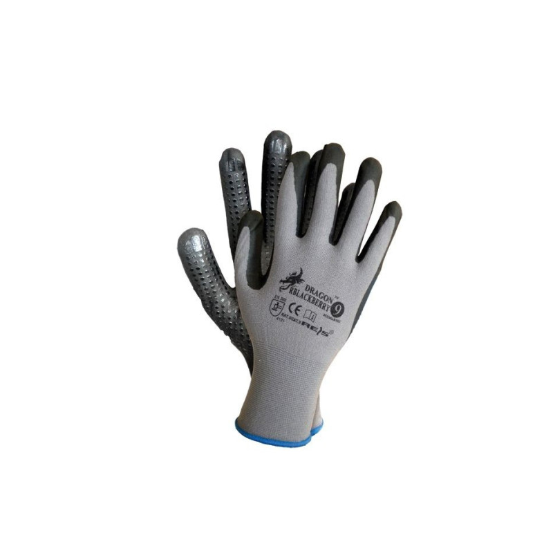 Manusi Marvel Blackberry, fibre sintetice + nitril, gri + negru, marimea 8