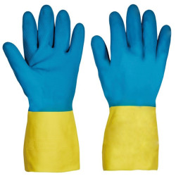 Manusi menaj Casia DCT, latex natural, albastru + galben, marimea 8