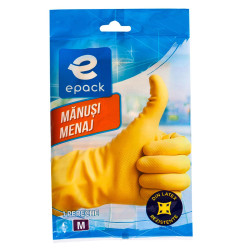 Manusi menaj Epack N2255V, latex, marimea M, galben, 1 pereche