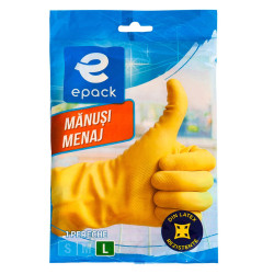 Manusi menaj Epack N2262V, latex, marimea L, galben, 1 pereche