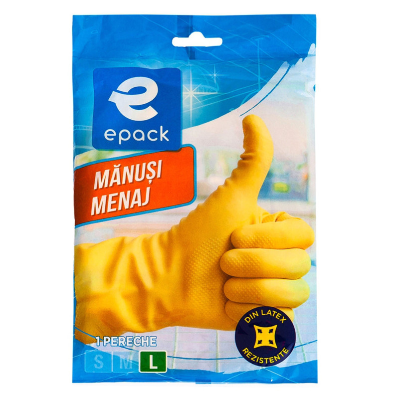Manusi menaj Epack N2262V, latex, marimea L, galben, 1 pereche Manusi menaj Epack N2262V, latex, marimea L, galben, 1 pereche