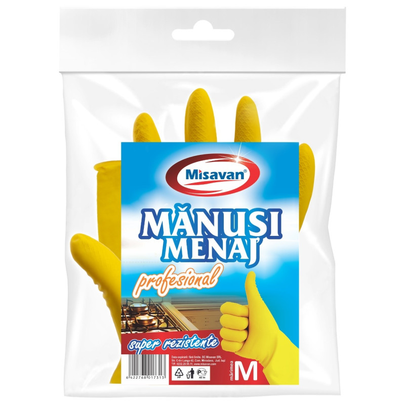 Manusi menaj Misavan, profesionale, marimea M, latex Manusi menaj Misavan, profesionale, marimea M, latex