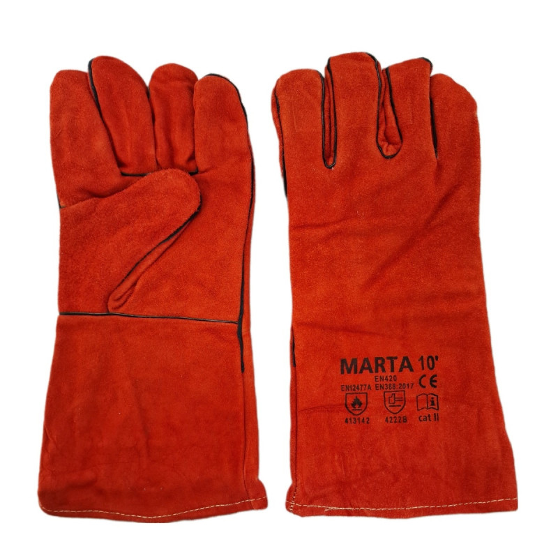 Manusi sudura Interbabis Marta, piele spalt, rosu, marimea 10