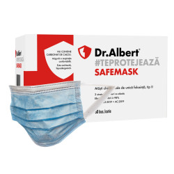 Masca chirurgicala Dr. Albert, de unica folosinta, polipropilena, 3 straturi, albastra, 50 bucati