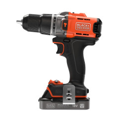 Masina de gaurit / insurubat, cu percutie, cu 1 acumulator, 18 V, Black+Decker BCD383, mandrina rapida, cu valiza