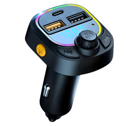 Modulator FM auto, Carmax 53821, Bluetooth, USB, afisaj digital, functie de apelare, microfon incorporat, iluminare LED