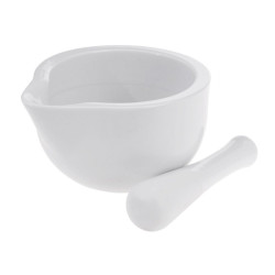 Mojar ceramica cu pistil Q51002100, alb, 11 x 11 x 10 cm