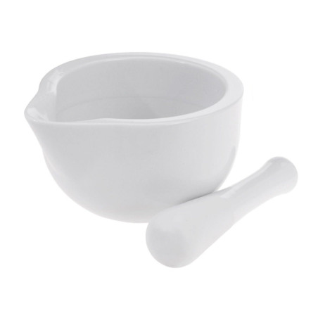 Mojar ceramica cu pistil Q51002100, alb, 11 x 11 x 10 cm