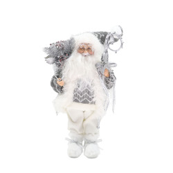 Mos Craciun, argintiu + alb, inaltime 46 cm, AK0122042