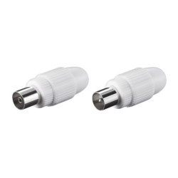 Mufa TV Hoff plastic cu fixare surub tata + mama - set 2 buc, pentru conectare antena la TV