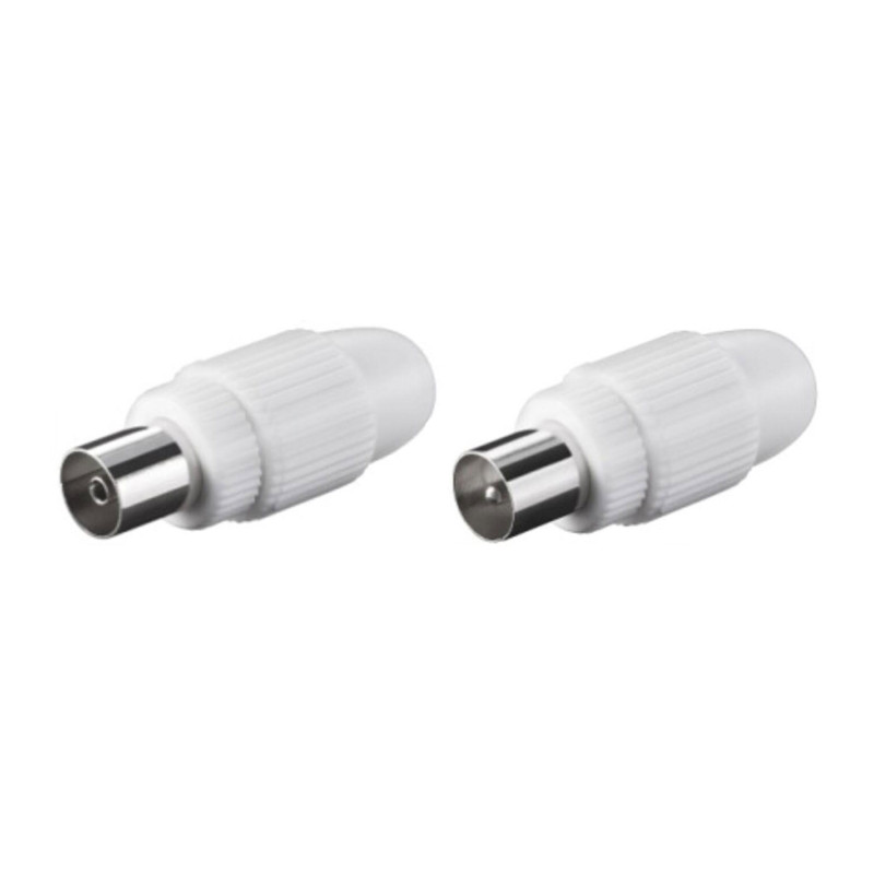 Mufa TV Hoff plastic cu fixare surub tata + mama - set 2 buc, pentru conectare antena la TV