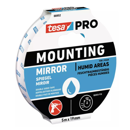 Banda dublu adeziva pentru fixare oglinzi, tesa 66952, 5 m x 19 mm