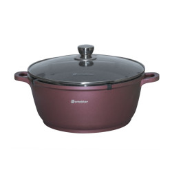Oala Schmitter, cu capac, aluminiu turnat, interior ceramic, maro, 2.5 L, 20 cm