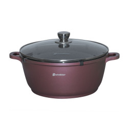 Oala Schmitter, cu capac, aluminiu turnat, interior ceramic, maro, 3.5 L, 24 cm