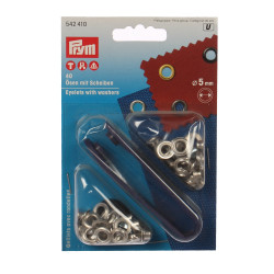 Ocheti metalici, Prym 114542 410, 5 mm, cu saiba, pentru confectii + dispozitiv montare