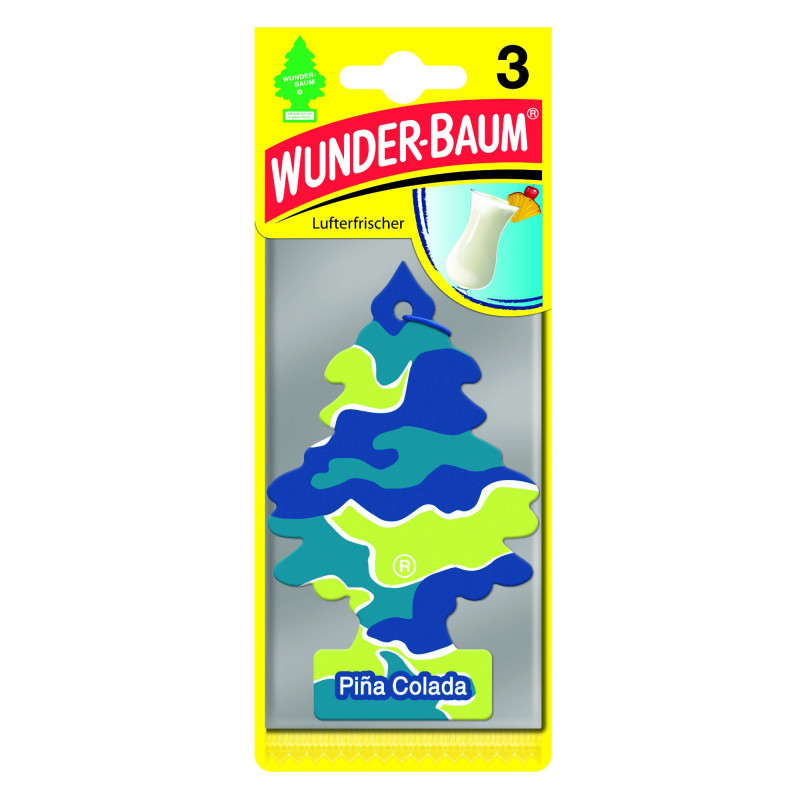 Odorizant auto, bradut, Wunder - Baum, Pina Colada, 19 x 7.5 x 1.5 cm, set 3 bucati Odorizant auto, bradut, Wunder - Baum, Pina Colada, 19 x 7.5 x 1.5 cm, set 3 bucati